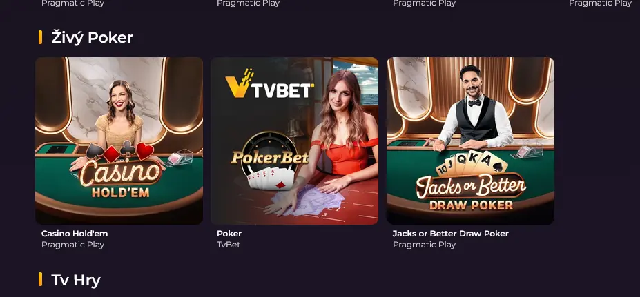 Casino Hold'em a video poker ve Spinimax Casino v sekci živých stolových her